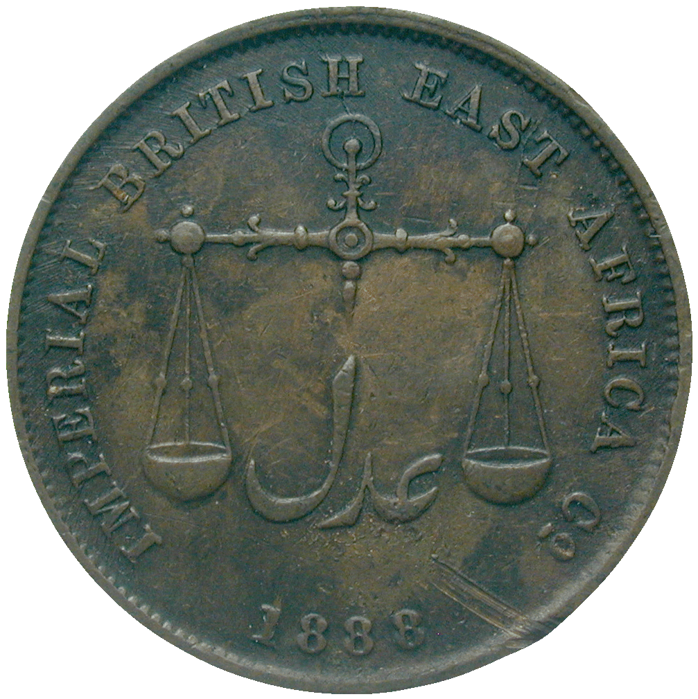 Britisch-Ostafrika, Britische Ostafrikanische Gesellschaft für Kenia, Pice 1888 (reverse)
