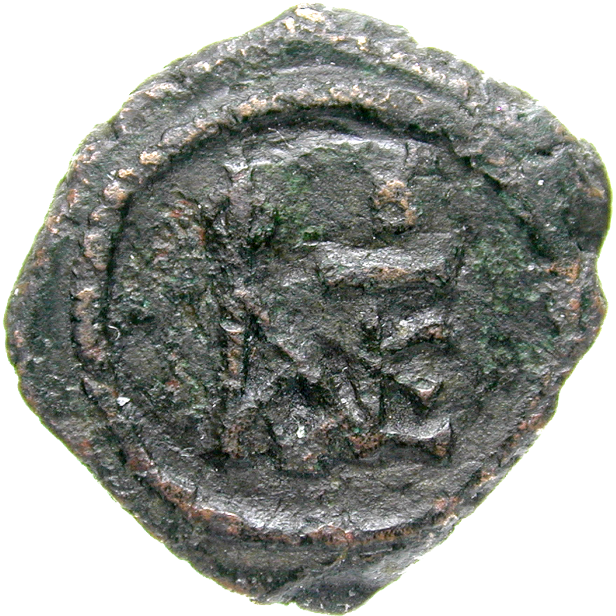 Byzantine Empire, Justinus II, Pentanummium (obverse)