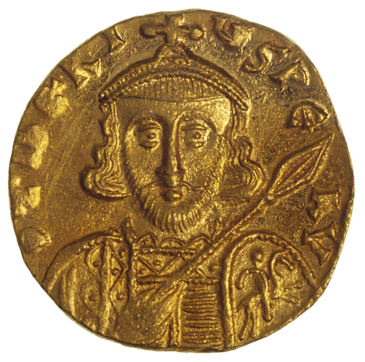 Byzantine Empire, Tiberius III Aspimarus, Solidus (obverse)
