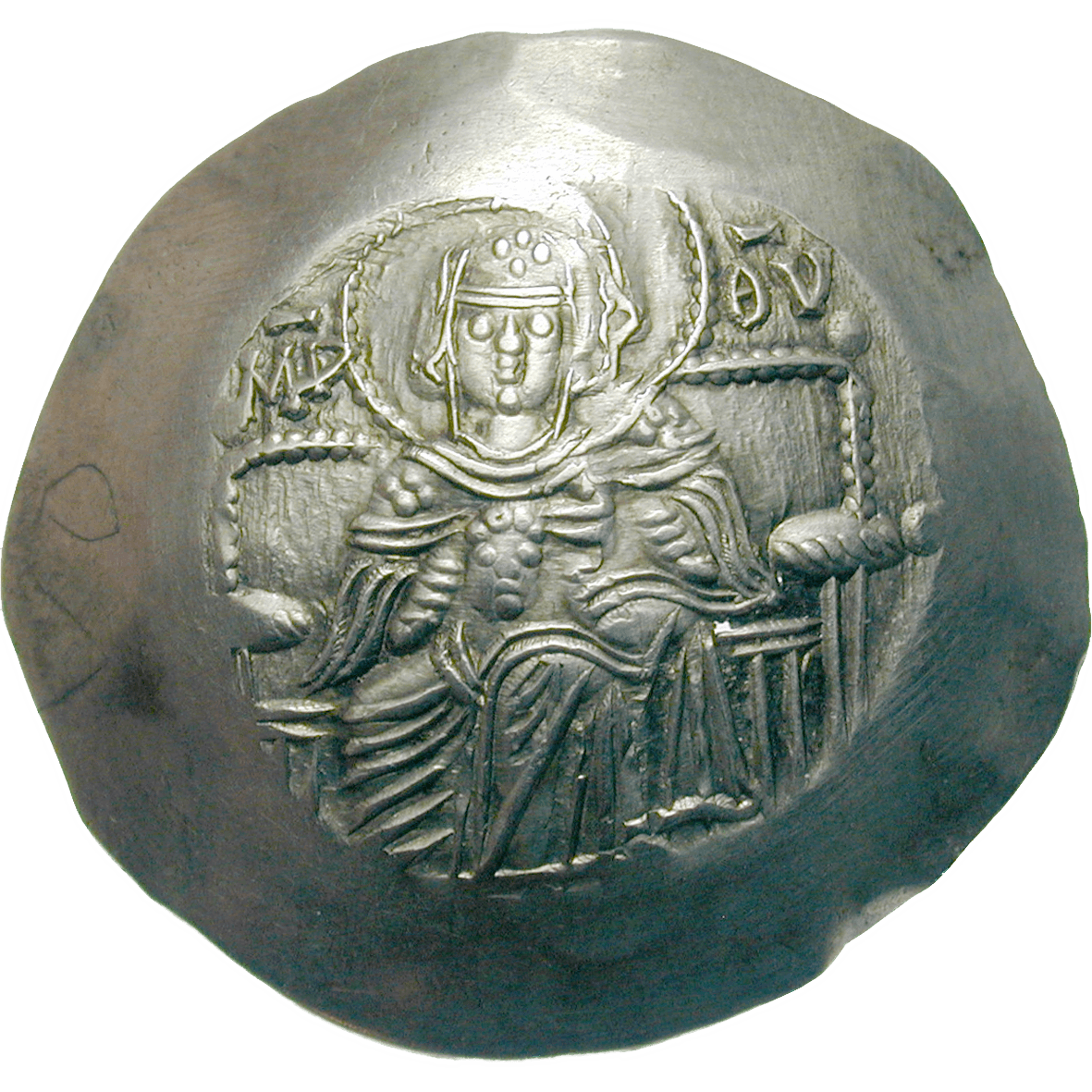 Byzantinisches Kaiserreich, Isaak II. Angelos, Aspron Trachy (obverse)
