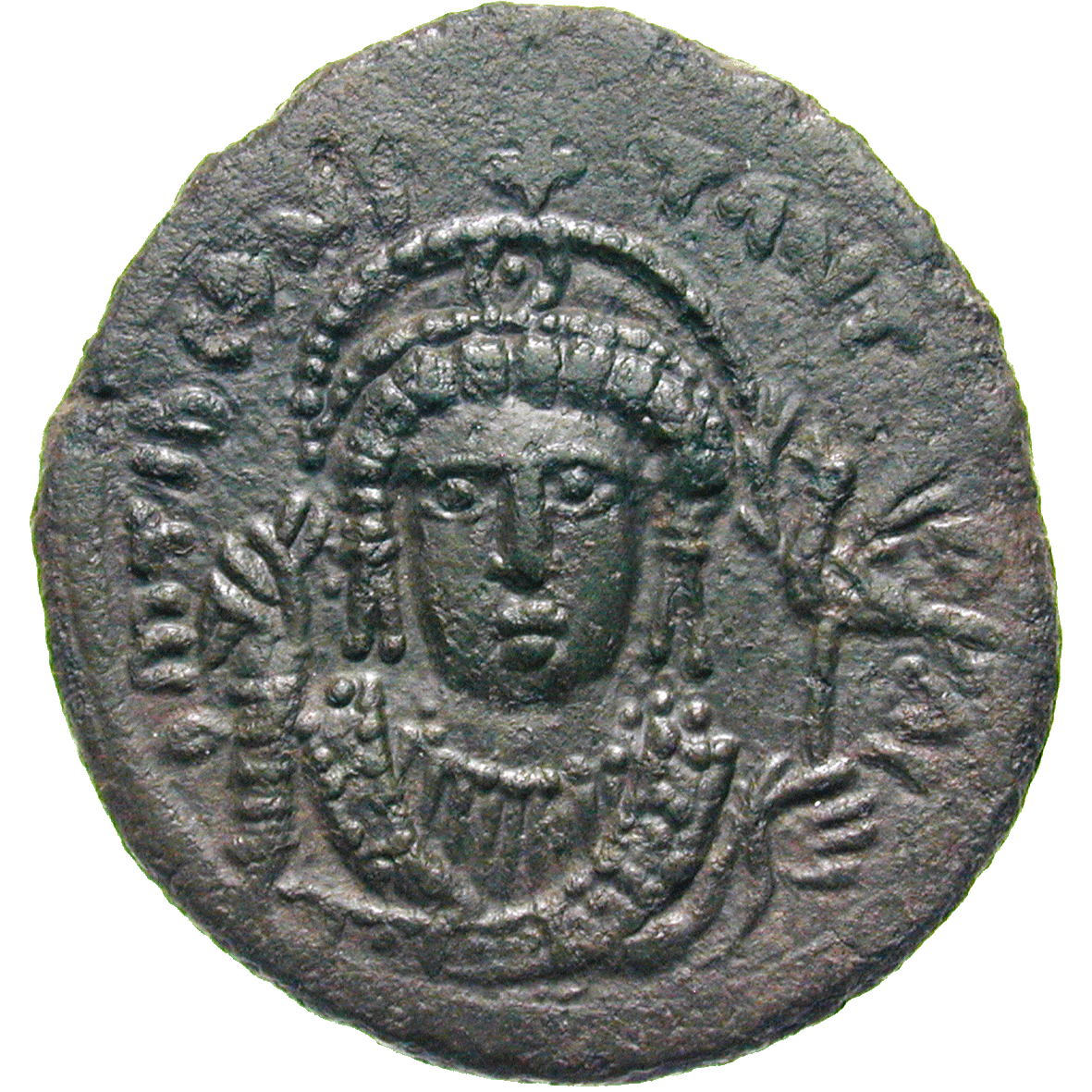 Byzantinisches Kaiserreich, Tiberius II. Constantinus, Follis (obverse)