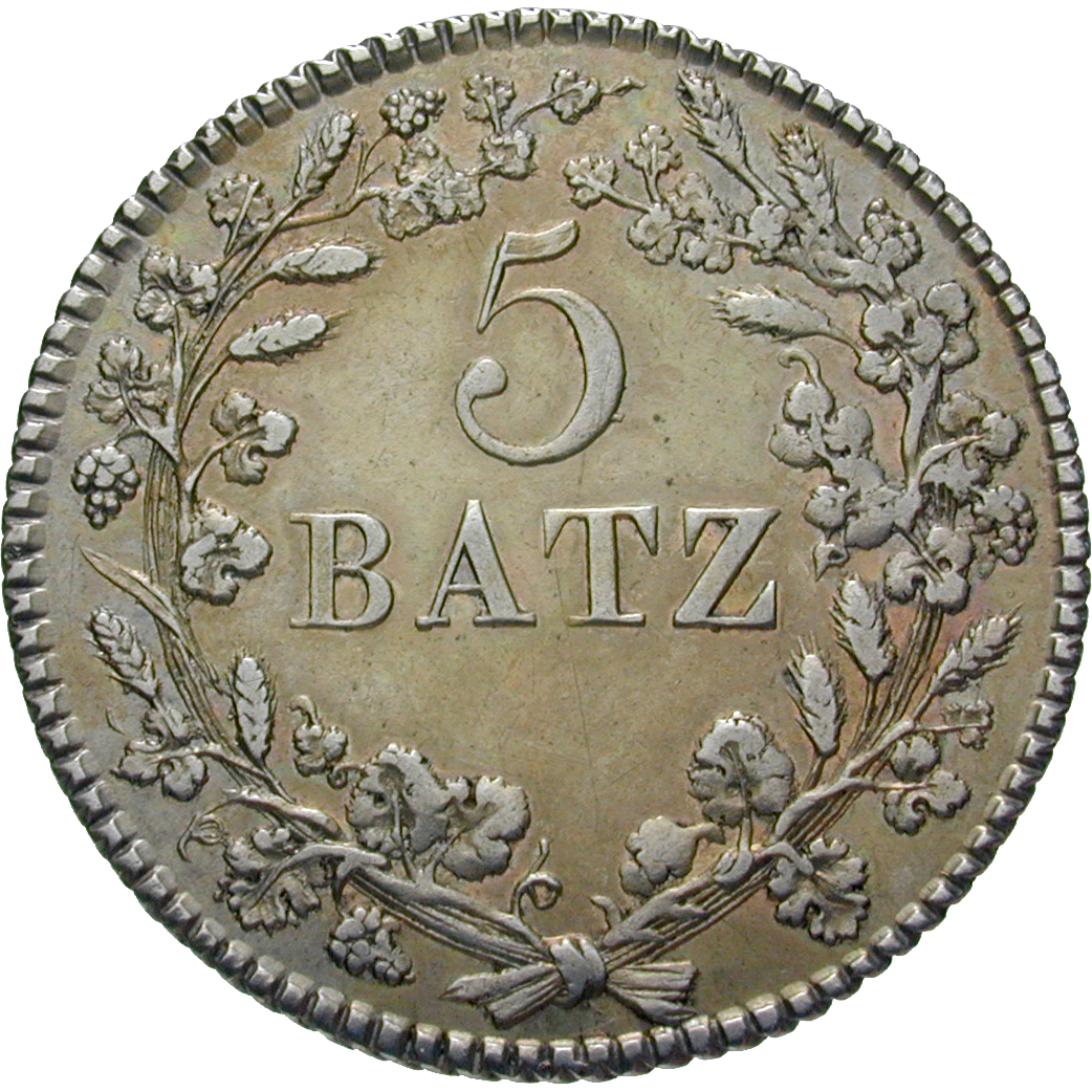 Canton of Vaud, Time of Mediation, 5 Batz 1811 (reverse)