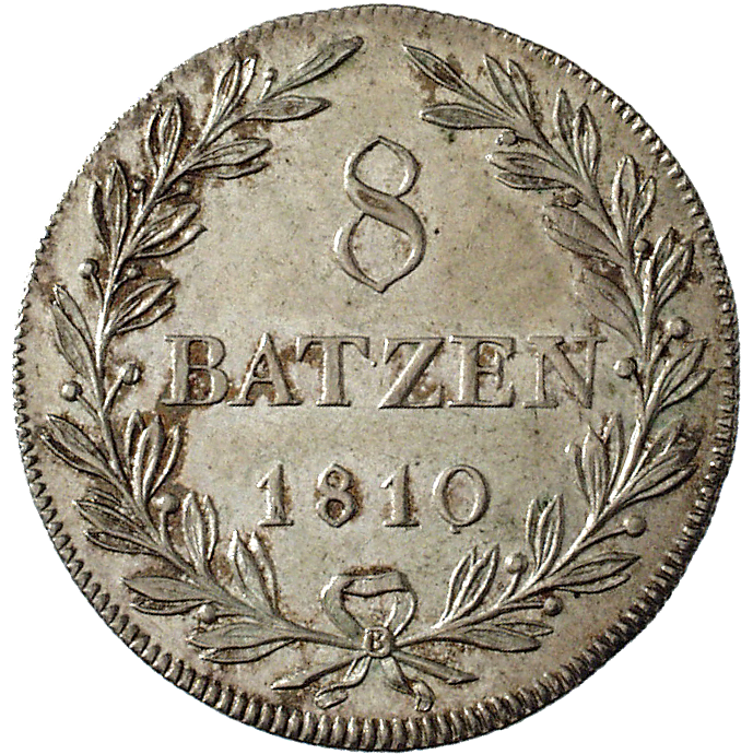 Canton of Zurich, Time of Mediation, 8 Batzen 1810 (reverse)