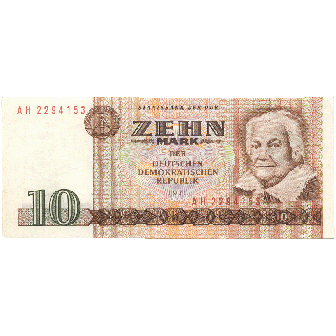 Deutsche Demokratische Republik, 10 Mark 1971 (obverse)