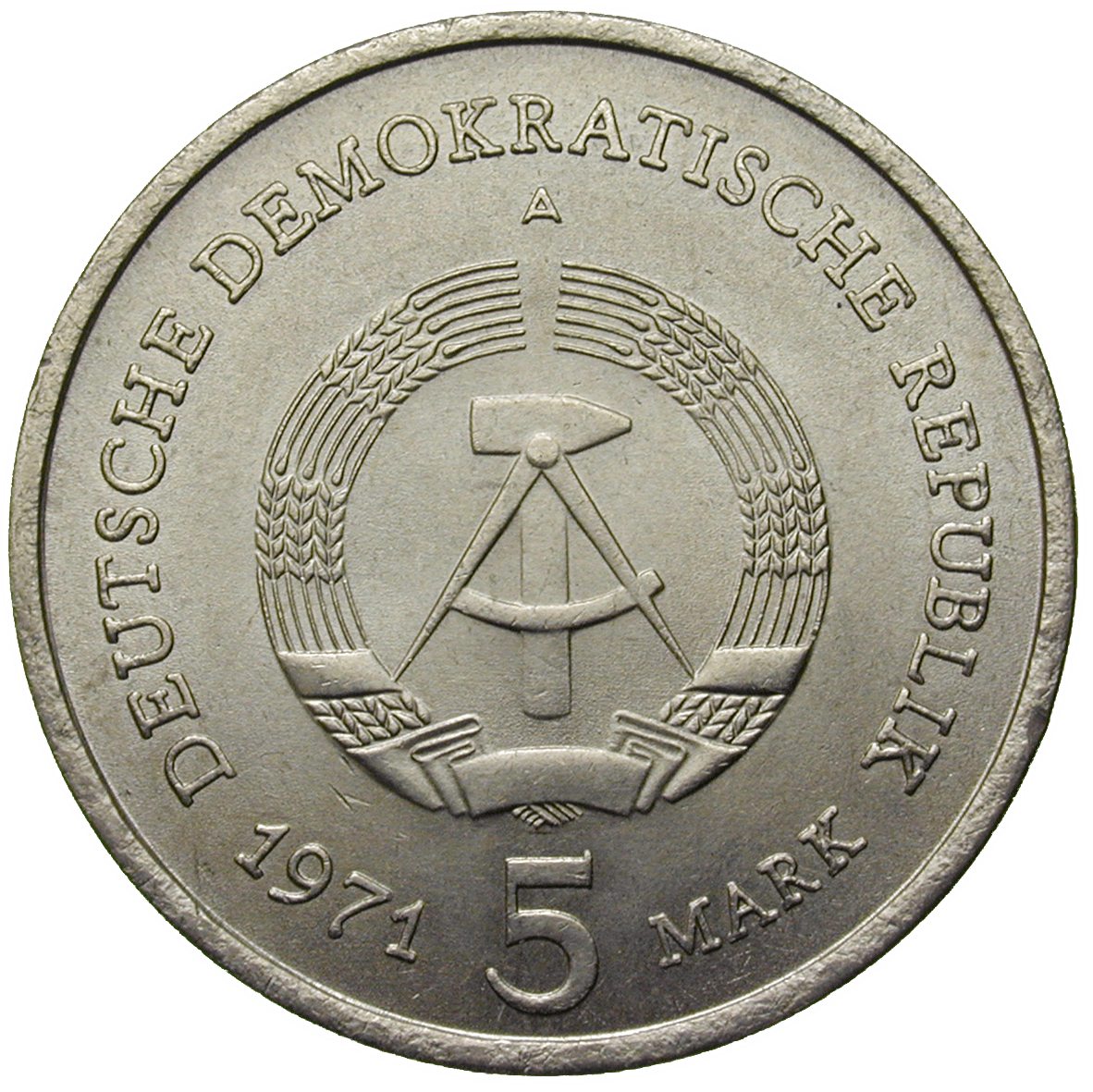 Deutsche Demokratische Republik, 5 Mark 1971 (obverse)