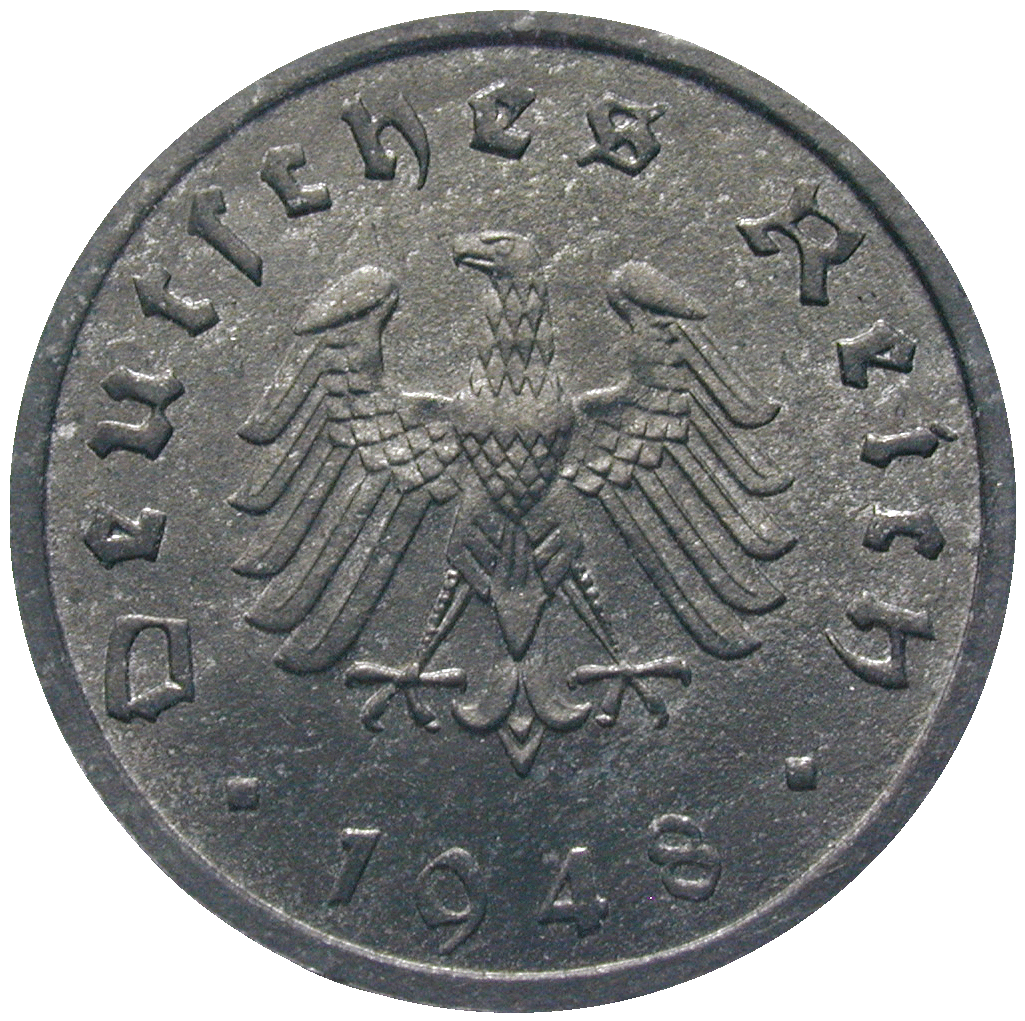 Deutsches Drittes Reich, Alliierte Besetzung, 10 Reichspfennig 1948 (obverse)
