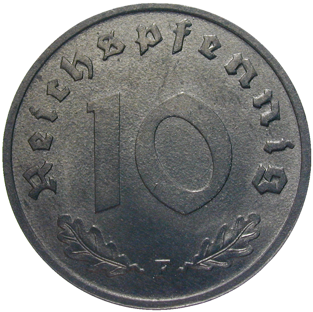 Deutsches Drittes Reich, Alliierte Besetzung, 10 Reichspfennig 1948 (reverse)