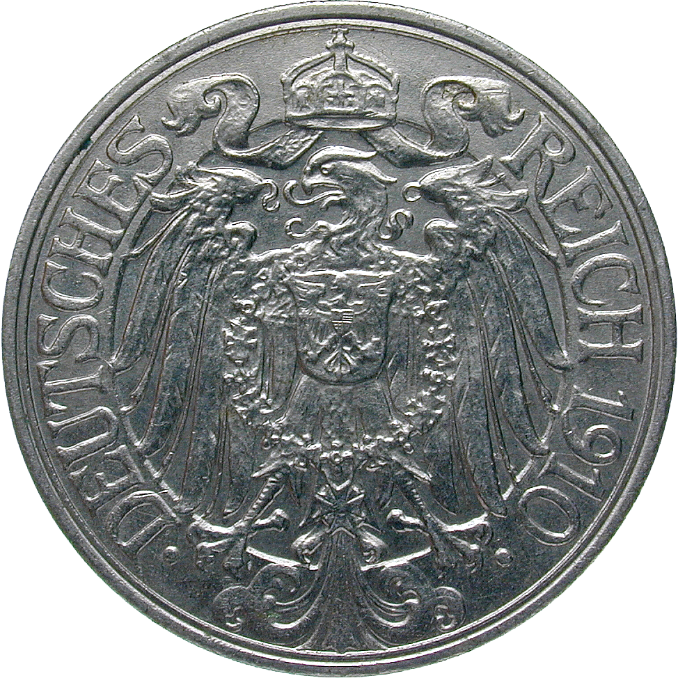 Deutsches Kaiserreich, Wilhelm II., 25 Pfennig 1910 (obverse)