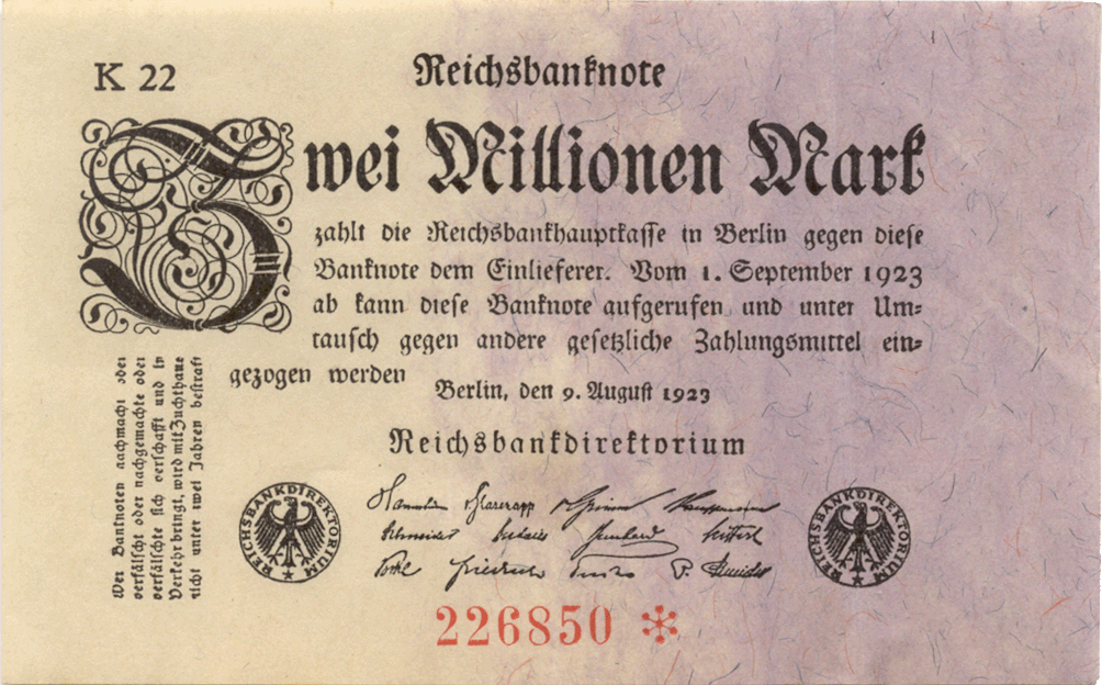 Deutsches Reich, Weimarer Republik, 2 Millionen Mark 1923 (obverse)