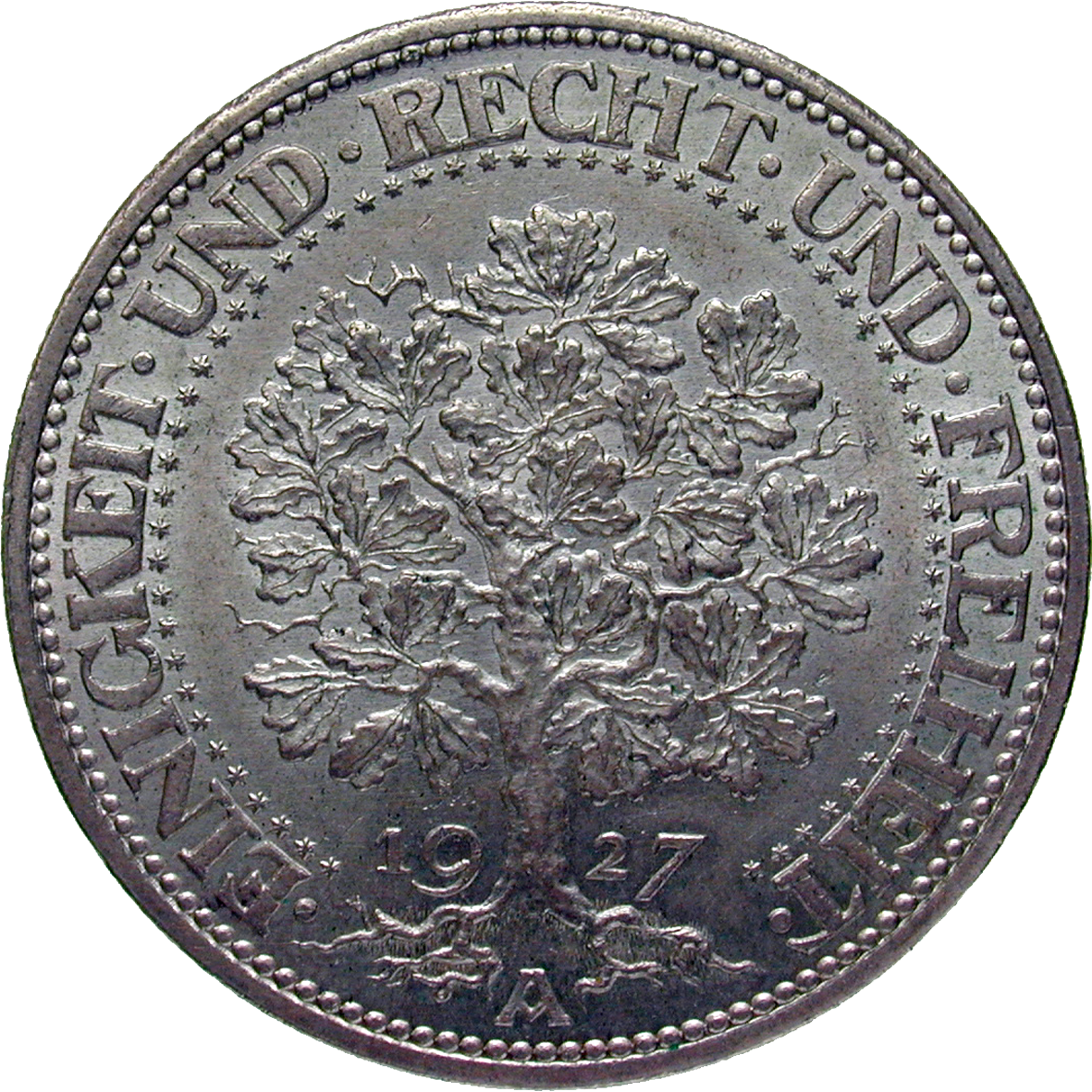 Deutsches Reich, Weimarer Republik, 5 Reichsmark 1927 (reverse)
