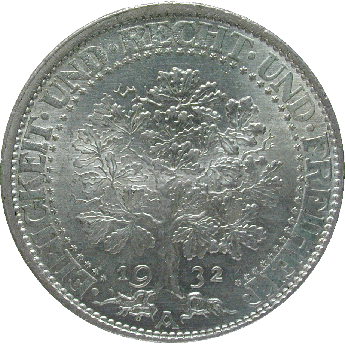 Deutsches Reich, Weimarer Republik, 5 Reichsmark 1932 (reverse)