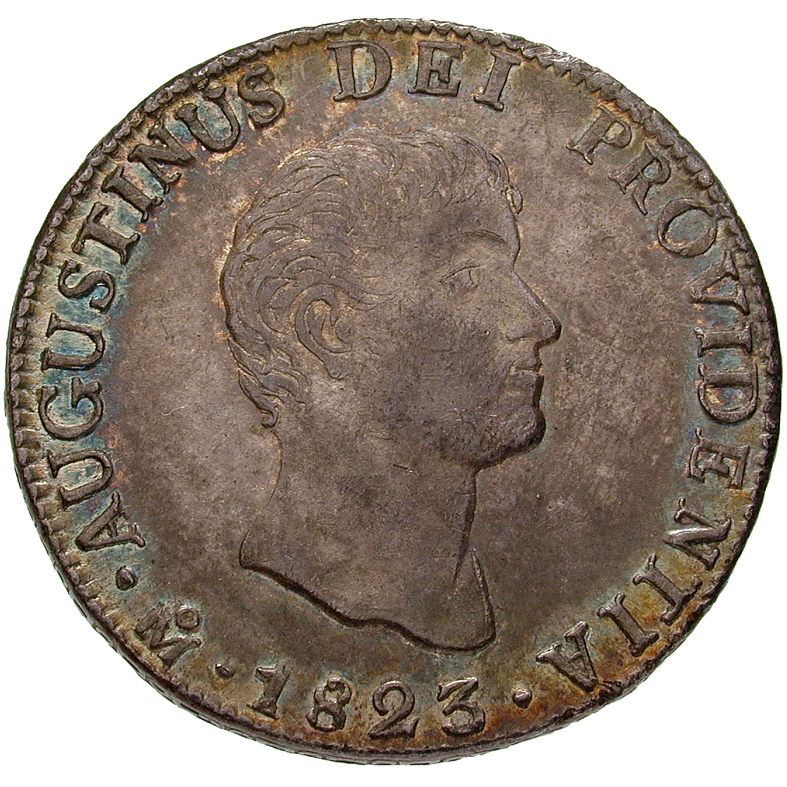 Empire of Mexico, Augustín I, Real de a ocho (Peso) 1823 (obverse)