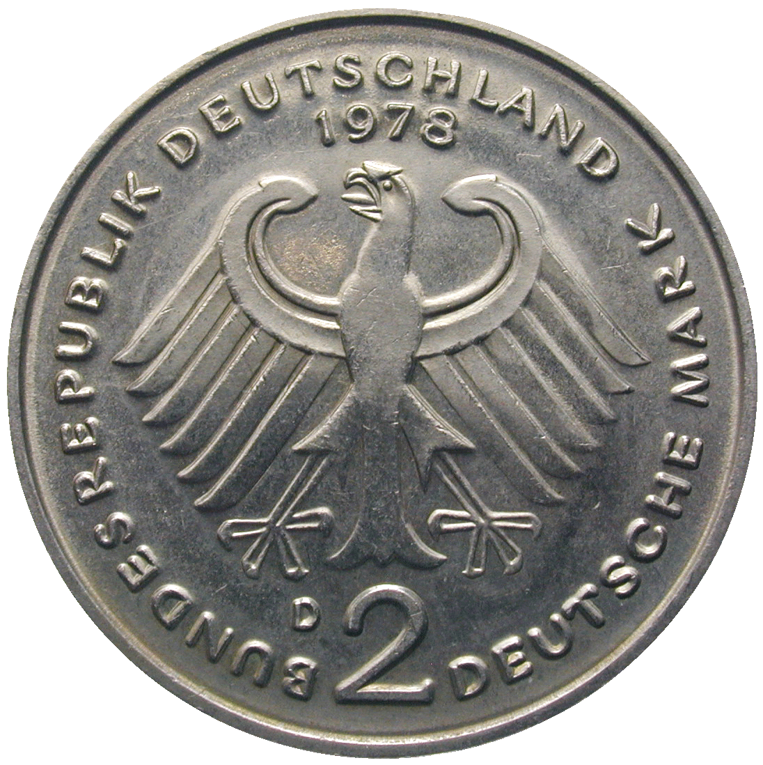 Federal Republic of Germany, 2 Deutsche Mark 1978 (obverse)