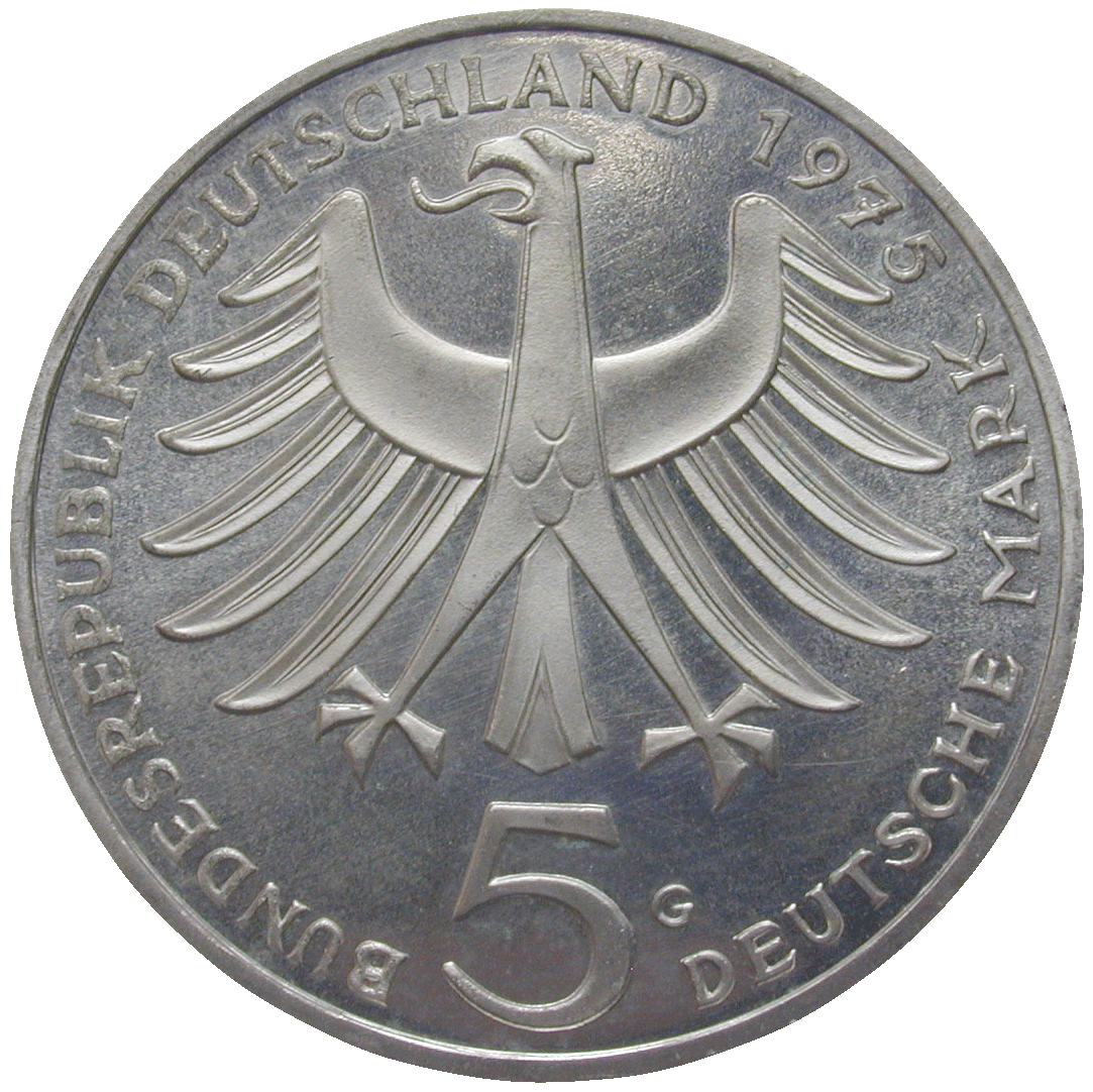 Federal Republic of Germany, 5 Deutsche Mark 1975 (obverse)
