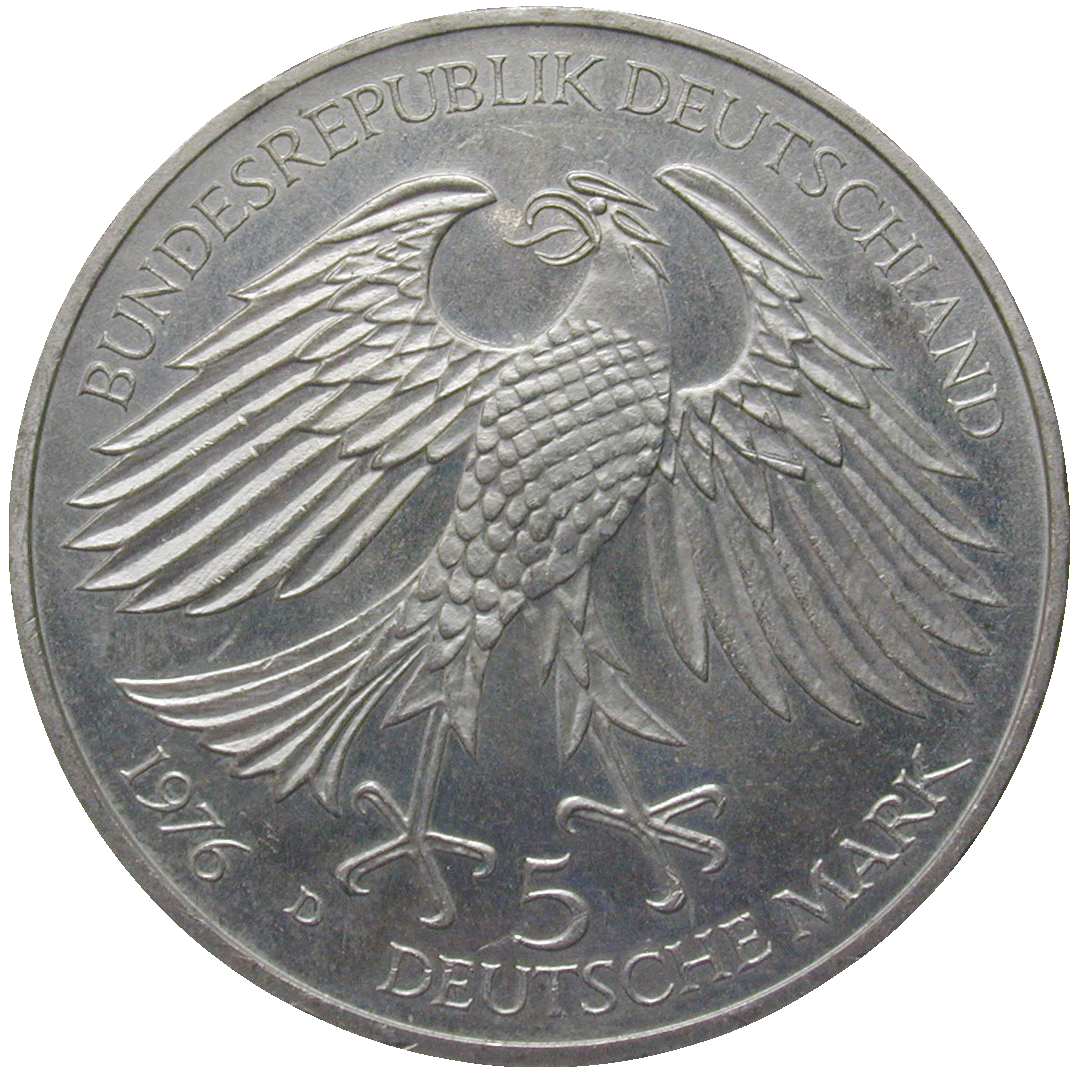Federal Republic of Germany, 5 Deutsche Mark 1976 (obverse)