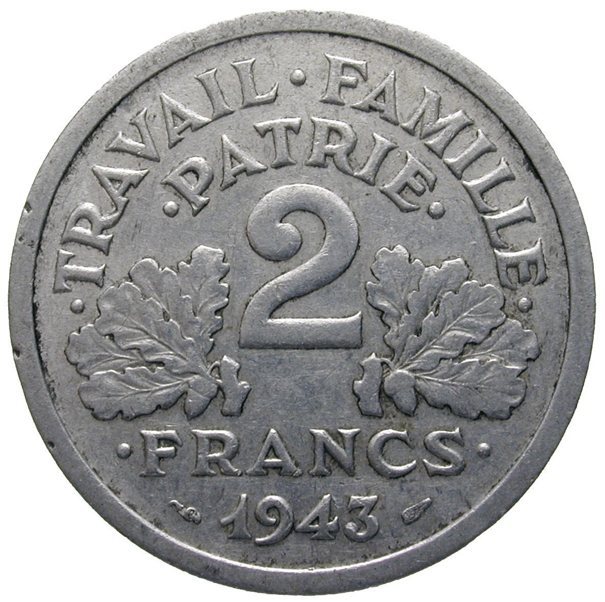 France, Etat Français, Philippe Pétain, 2 Francs 1943 (reverse)