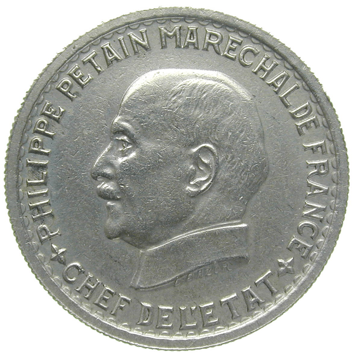 France, Etat Français, Philippe Pétain, 5 Francs 1941 (obverse)