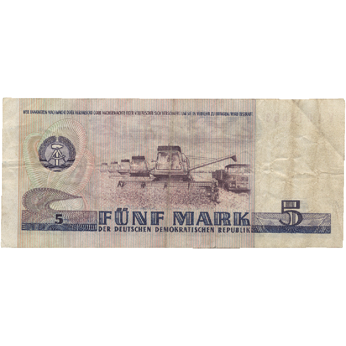 German Democratic Republic, 5 Mark 1975 (reverse)