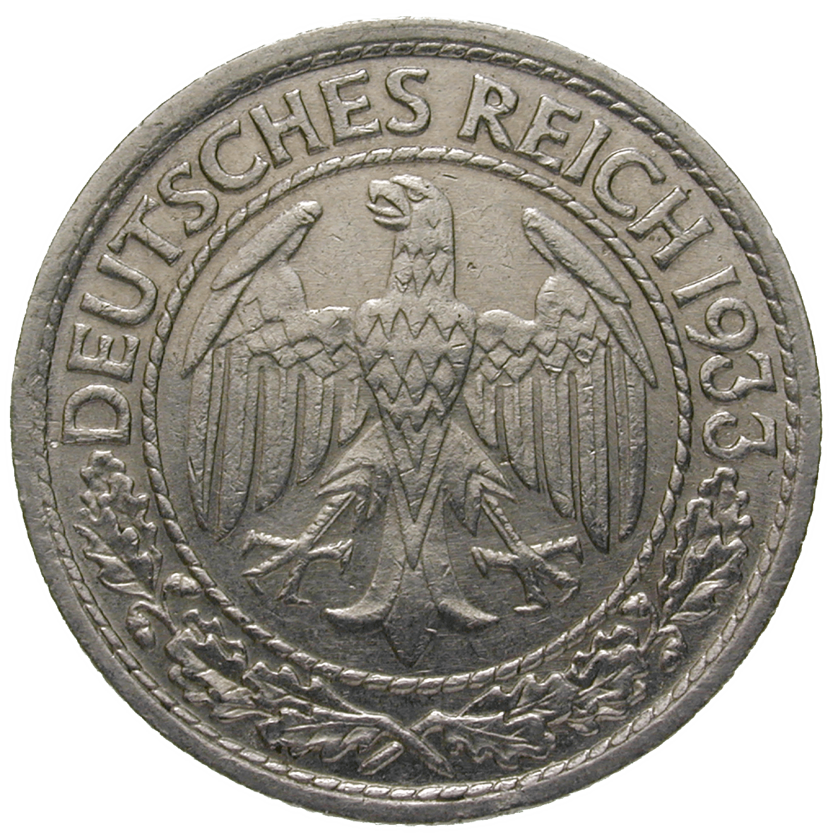 German Empire, Weimar Republic, 50 Reichspfennig 1933 (obverse)