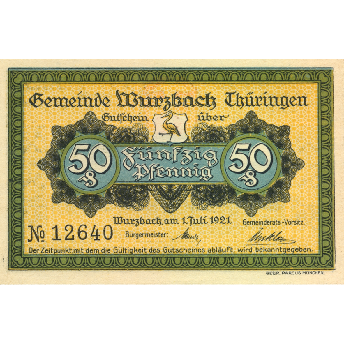 German Empire, Weimar Republic, Wurzbach, Emergency Issue worth 50 Pfennig 1921 (obverse)