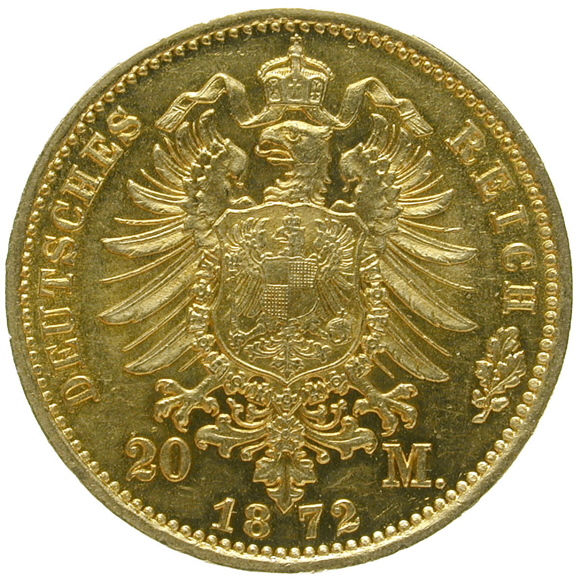 German Empire, Wilhelm I, 20 Mark 1872 (reverse)