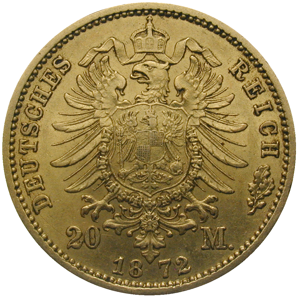 German Empire, Wilhelm I, 20 Mark 1872 (reverse)