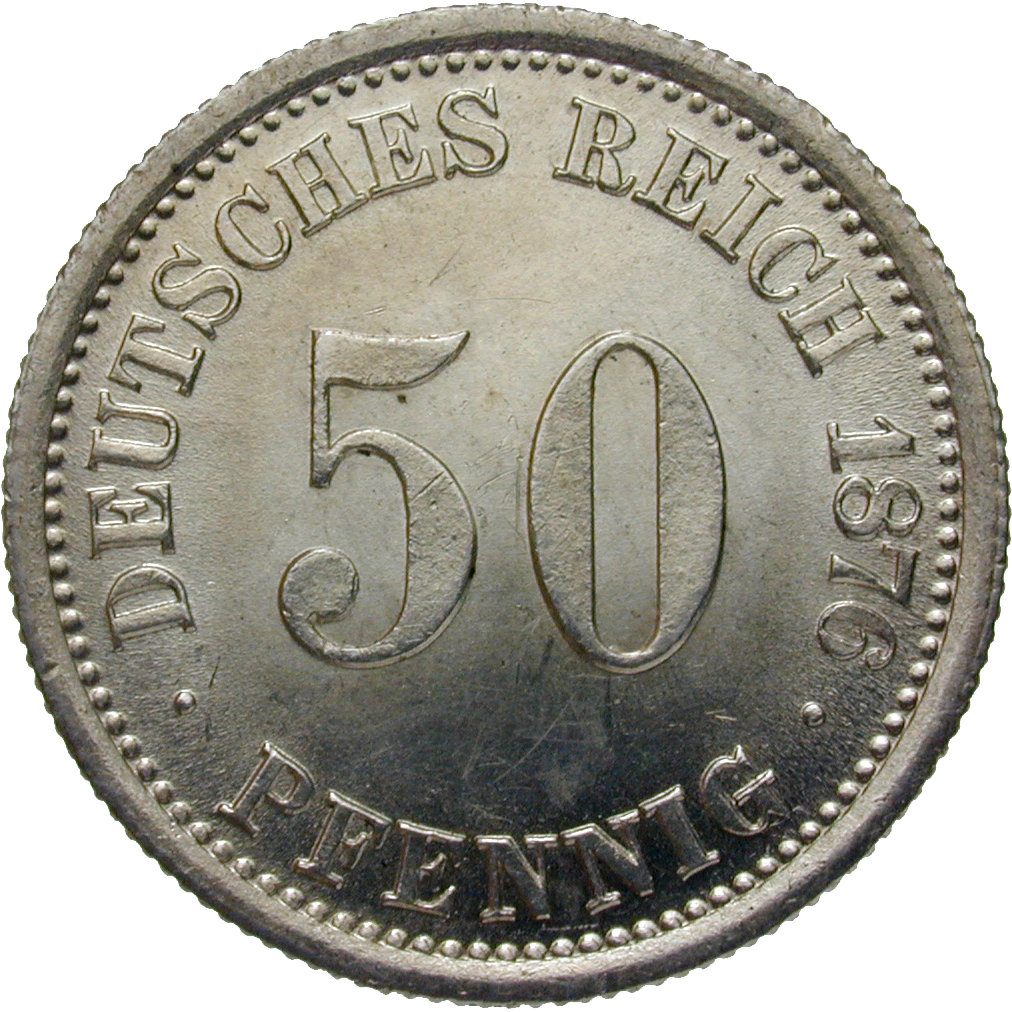 German Empire, Wilhelm I, 50 Pfennig 1876 (obverse)