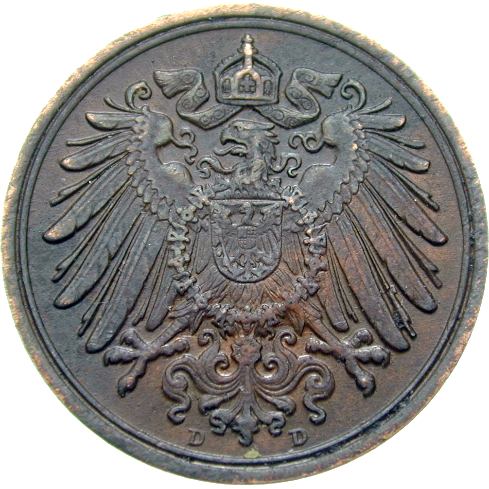 German Empire, Wilhelm II, 1 Pfennig 1915 (reverse)