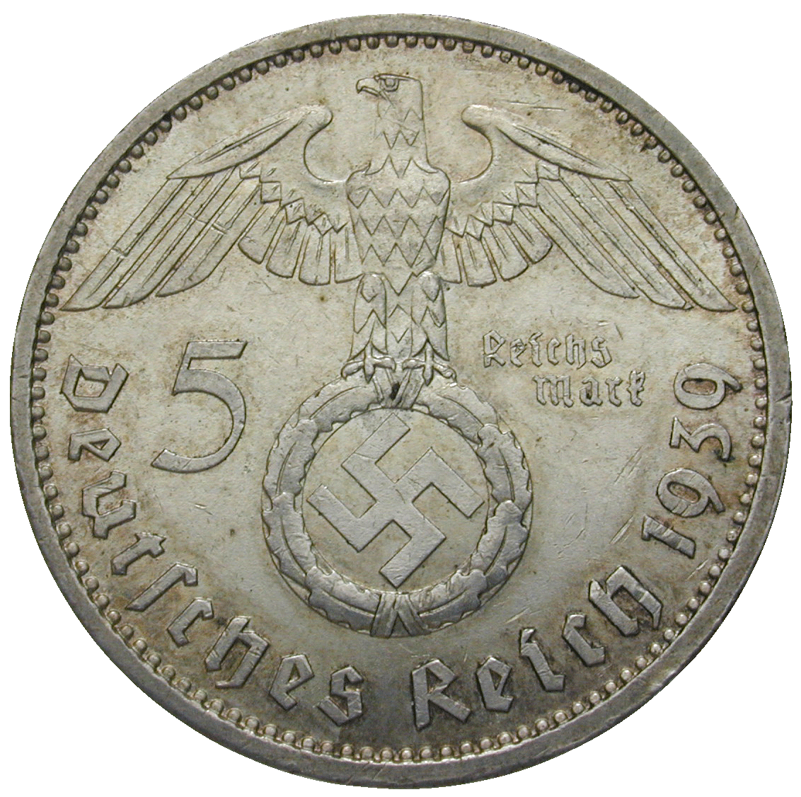 German Third Empire, 5 Reichsmark 1939 (obverse)