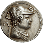 Graeco-baktrisches Königreich, Demetrios I., Tetradrachme (obverse)