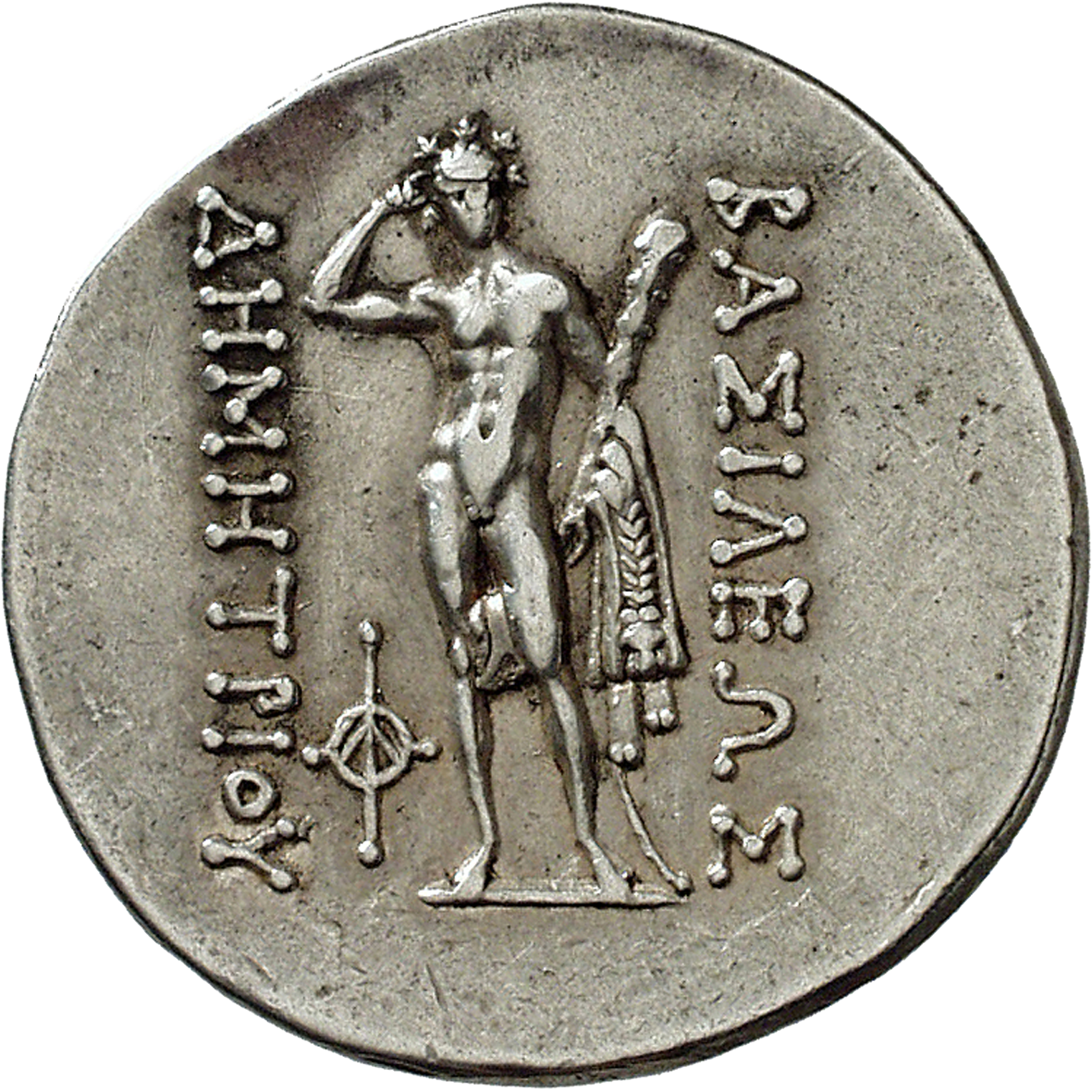 Graeco-baktrisches Königreich, Demetrios I., Tetradrachme (reverse)