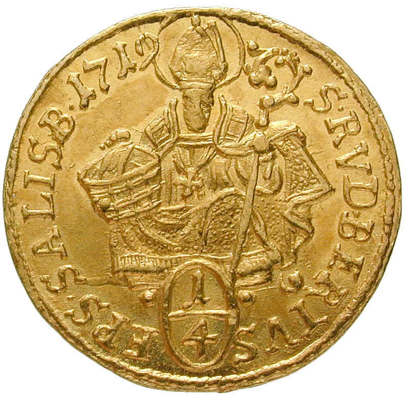 Heiliges Römisches Reich, Fürstbistum Salzburg, Franz Anton von Harrach, 1/4 Dukat 1719 (obverse)