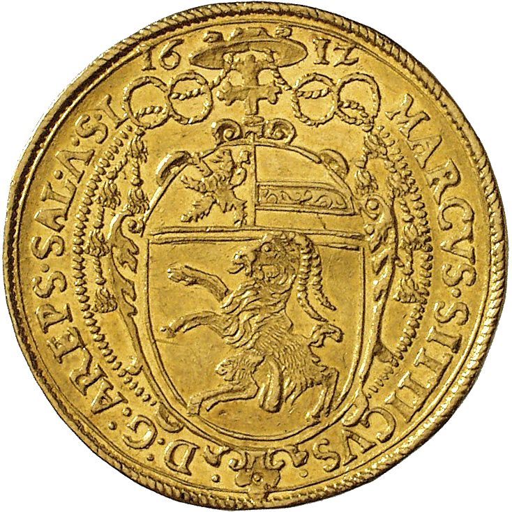 Heiliges Römisches Reich, Fürstbistum Salzburg, Markus Sittikus von Hohenems, 4 Dukaten 1612 (reverse)