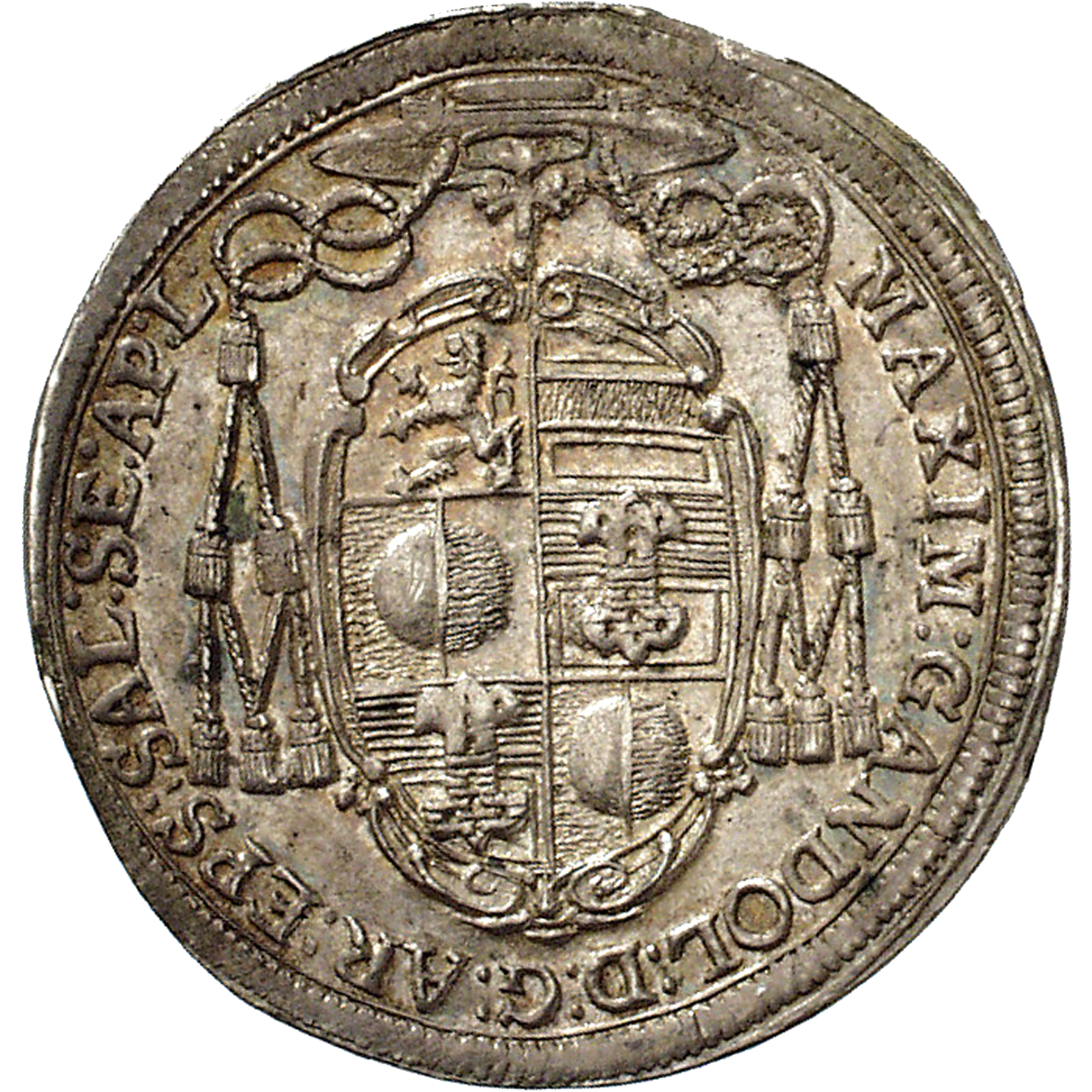 Heiliges Römisches Reich, Fürstbistum Salzburg, Max Gandolf von Kuenburg, 1/4 Taler 1672 (obverse)
