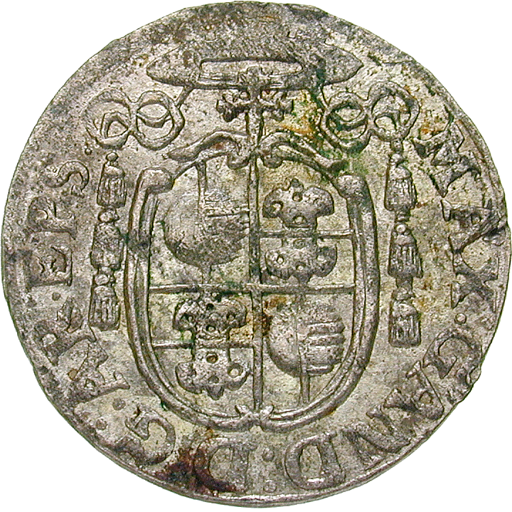 Heiliges Römisches Reich, Fürstbistum Salzburg, Max Gandolf von Kuenburg, Kreuzer 1678 (obverse)