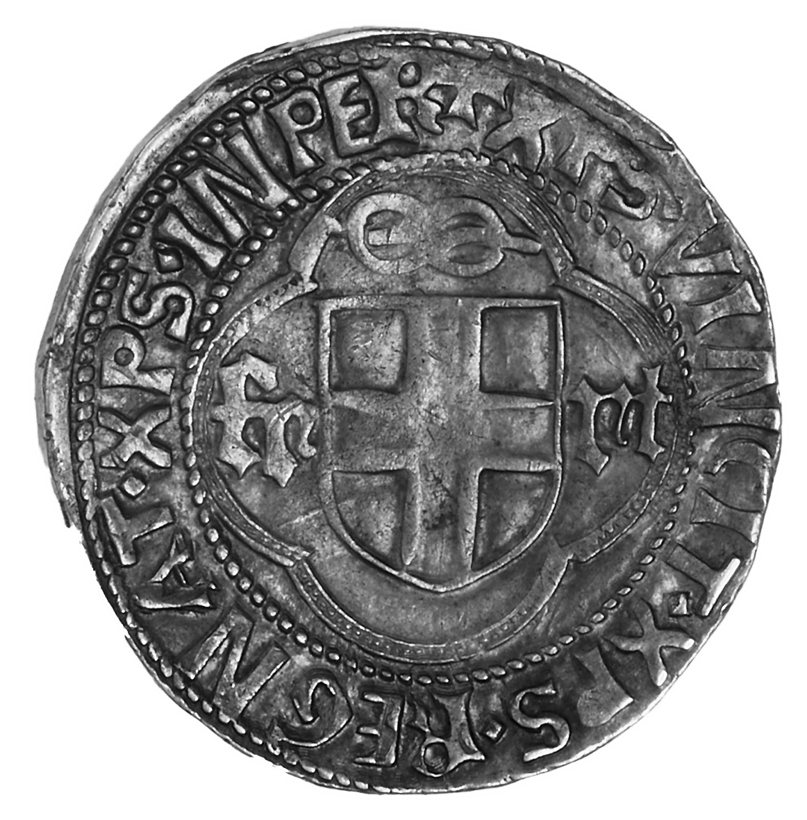 Heiliges Römisches Reich, Fürstentum Savoyen, Karl I., Testone (reverse)