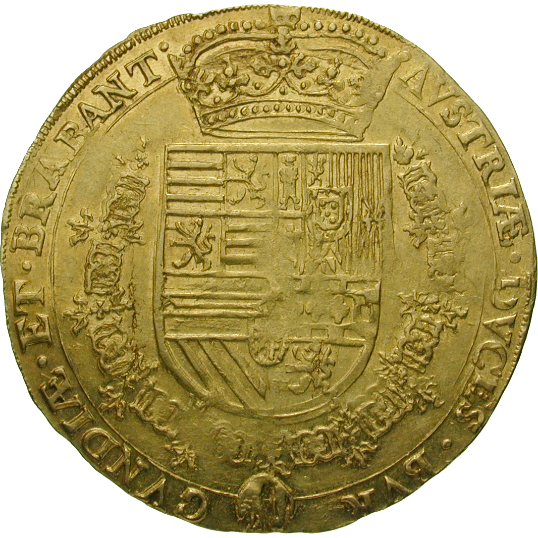 Heiliges Römisches Reich, Königreich Belgien, Albert von Österreich und Elisabeth von Spanien, Doppelter Souverain d'or (reverse)