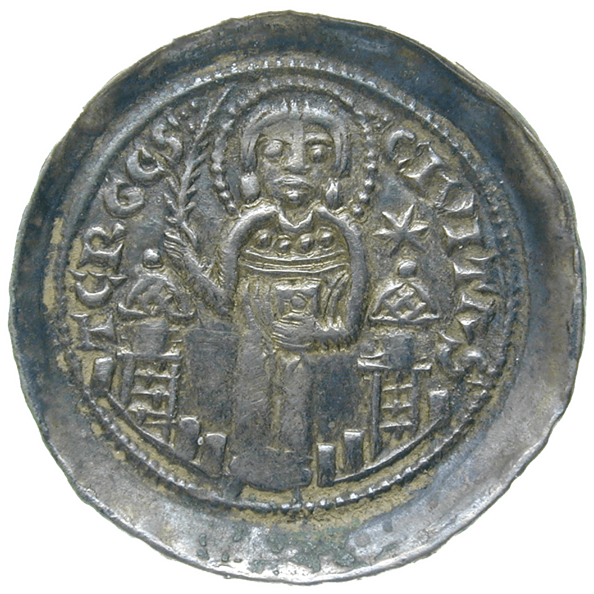 Heiliges Römisches Reich, Stadt Triest, Bischof Volrico de Portis, Denar (reverse)