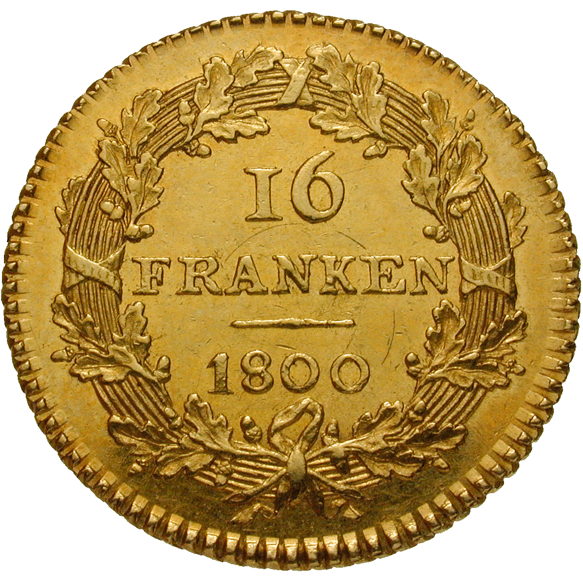 Helvetic Republic, 16 Francs 1800 (reverse)