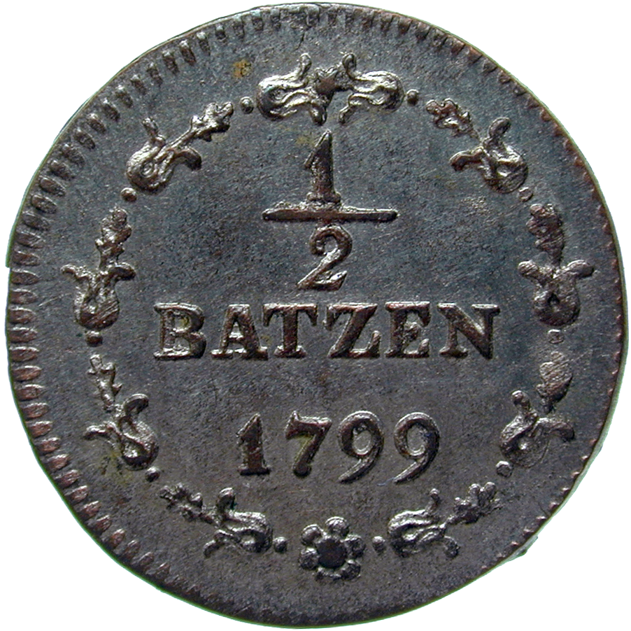 Helvetische Republik, 1/2 Batzen 1799 (reverse)