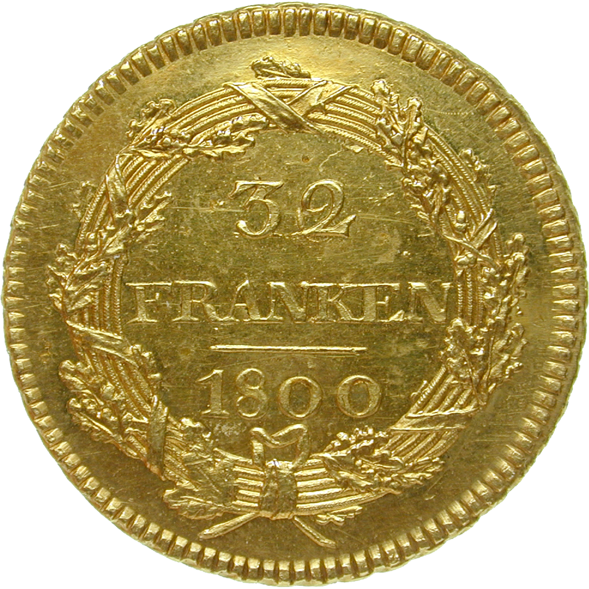 Helvetische Republik, 32 Franken 1800 (reverse)