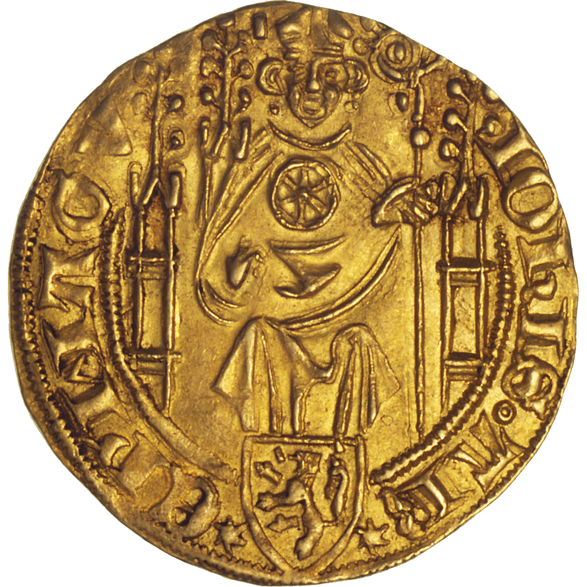 Holy Roman Empire, Archbishopric Mainz, Johann II of Nassau, Goldgulden (obverse)