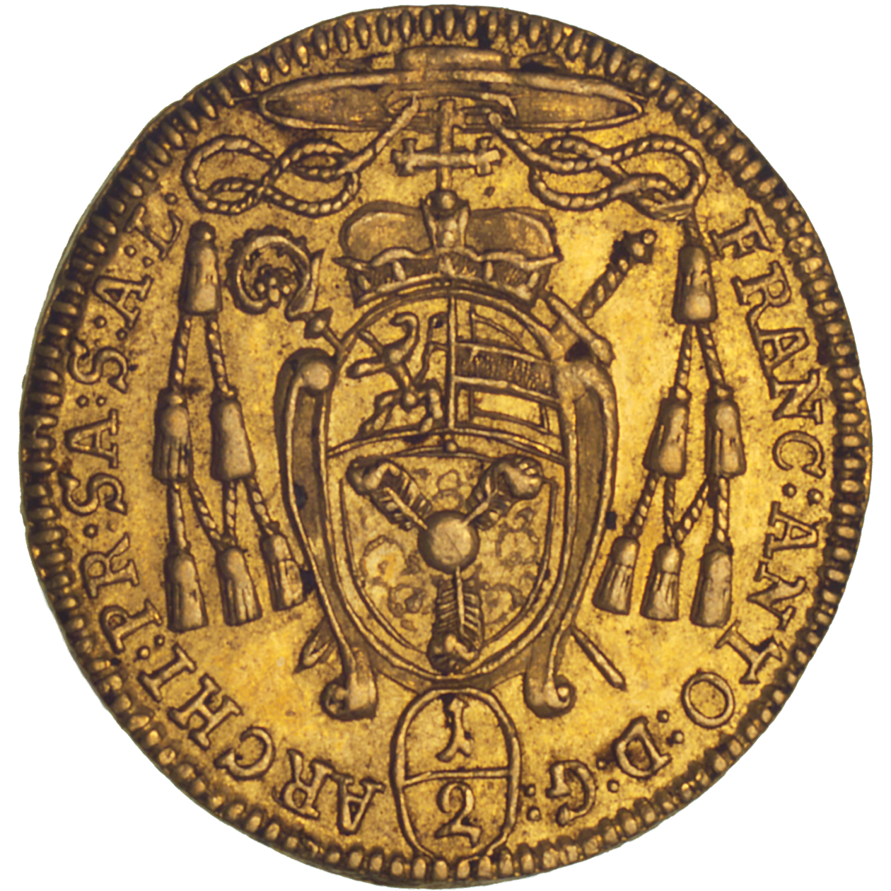 Holy Roman Empire, Archbishopric Salzburg, Franz Anton of Harrach, 1/2 Ducat 1709 (reverse)