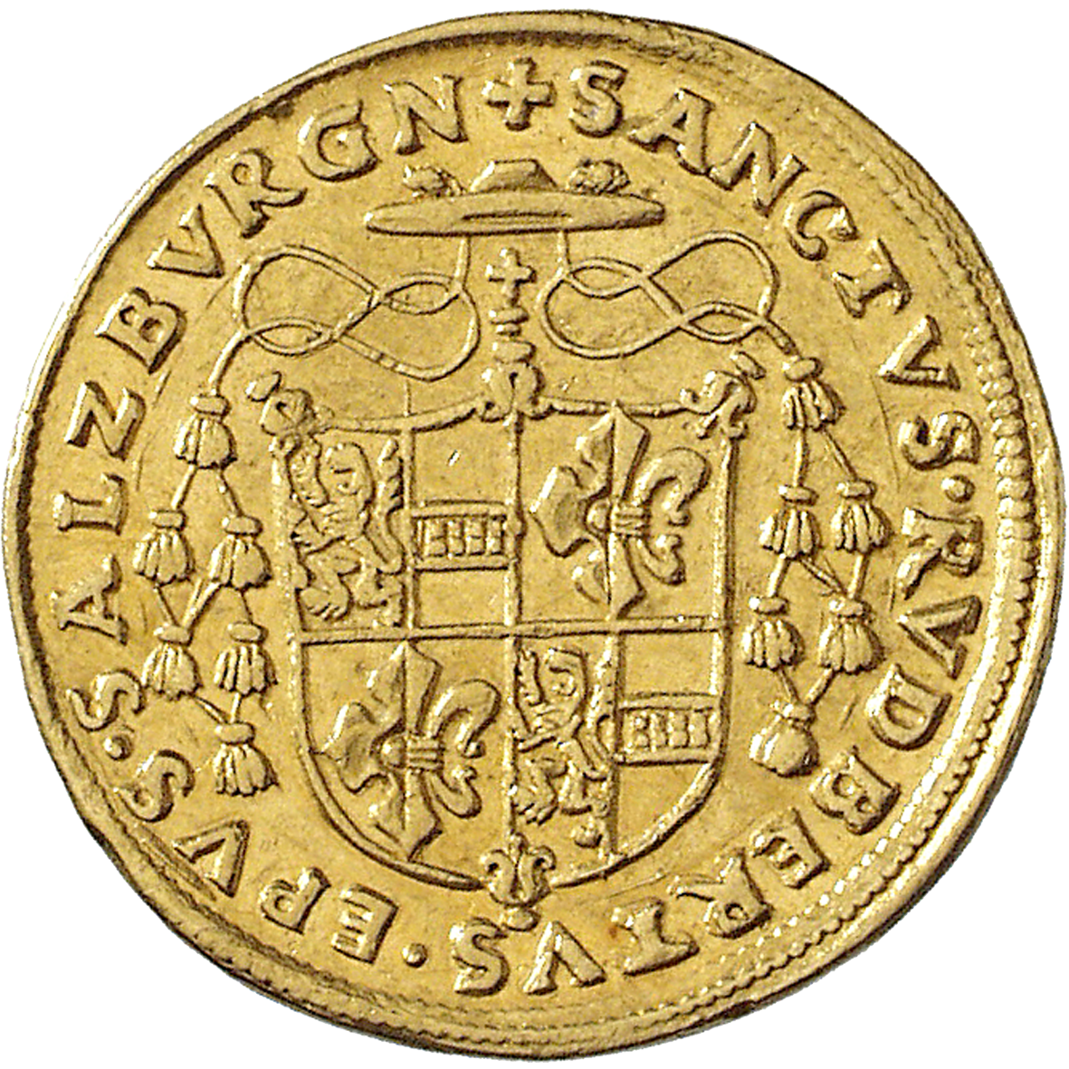 Holy Roman Empire, Archbishopric Salzburg, Matthäus Lang of Wellenberg, Quadruple Ducat 1522 (reverse)