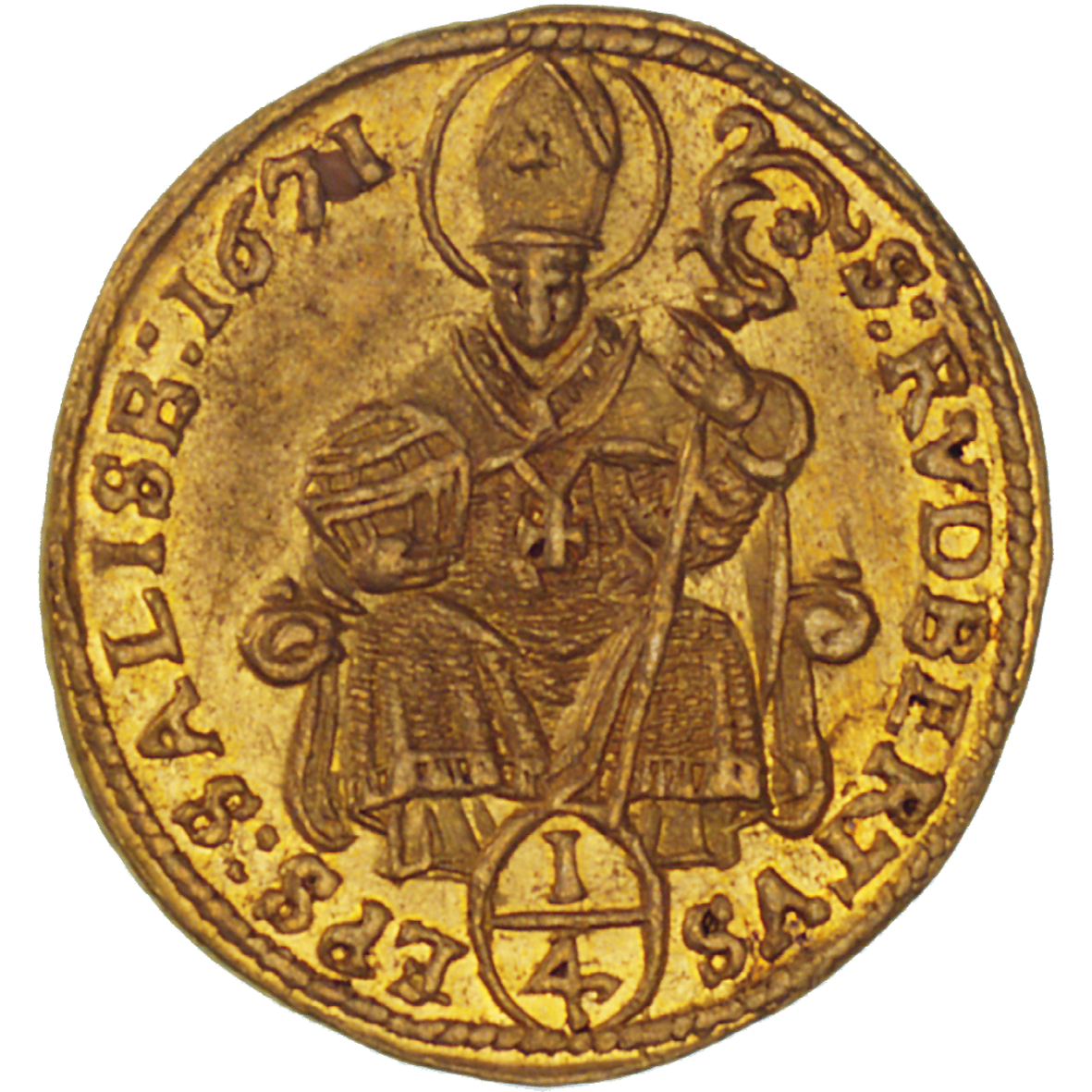 Holy Roman Empire, Archbishopric Salzburg, Max Gandolph of Kuenburg, 1/4 Ducat 1671 (obverse)