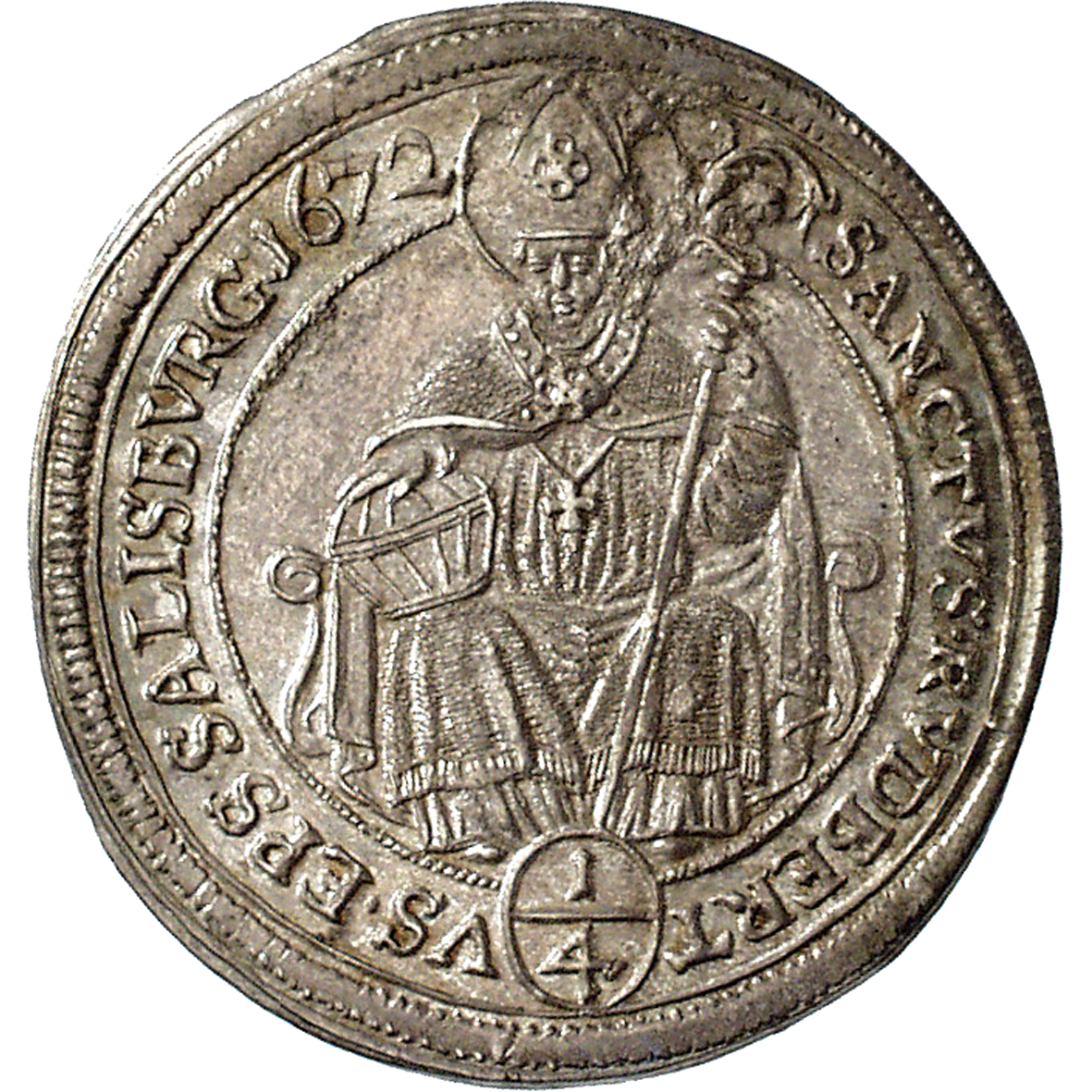 Holy Roman Empire, Archbishopric Salzburg, Max Gandolph of Kuenburg, 1/4 Taler 1672 (reverse)