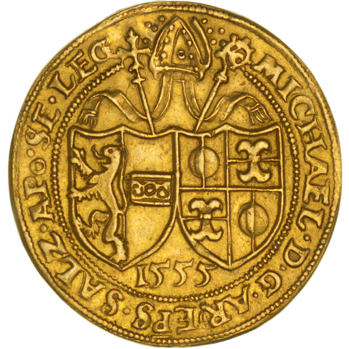 Holy Roman Empire, Archbishopric Salzburg, Michael of Kuenburg, Quadruple Ducat 1555 (reverse)