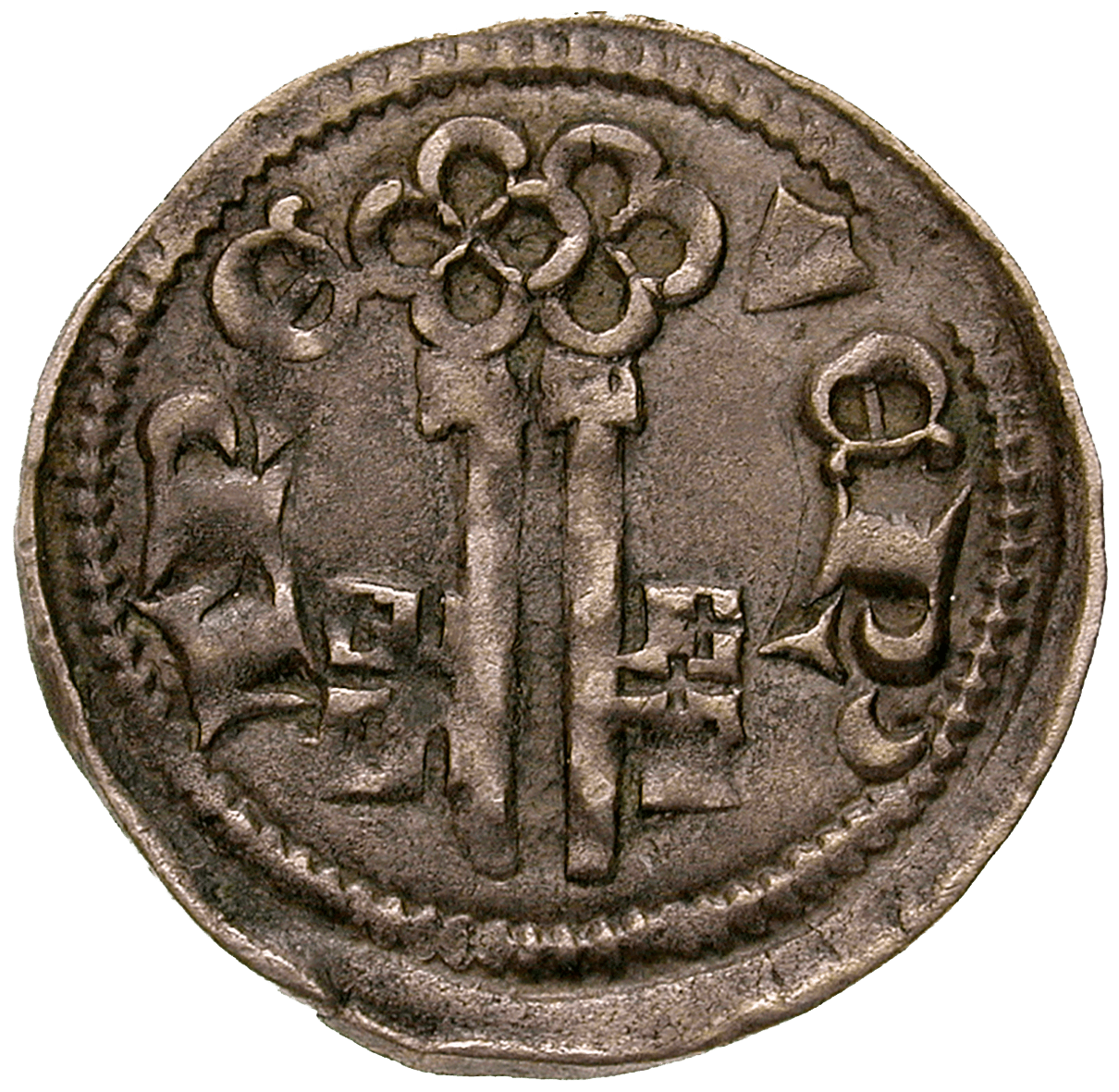 Holy Roman Empire, Prince-Bishopric of Treves, Baldwin of Luxembourg, Denarius (reverse)