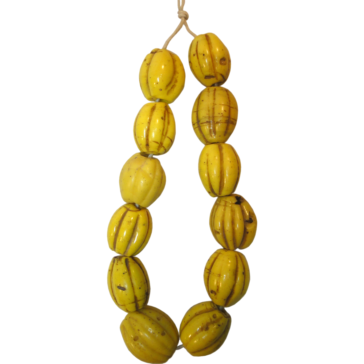 Indonesia, North Coast of Papua, Necklace from Yellow Glass Beads (obverse)