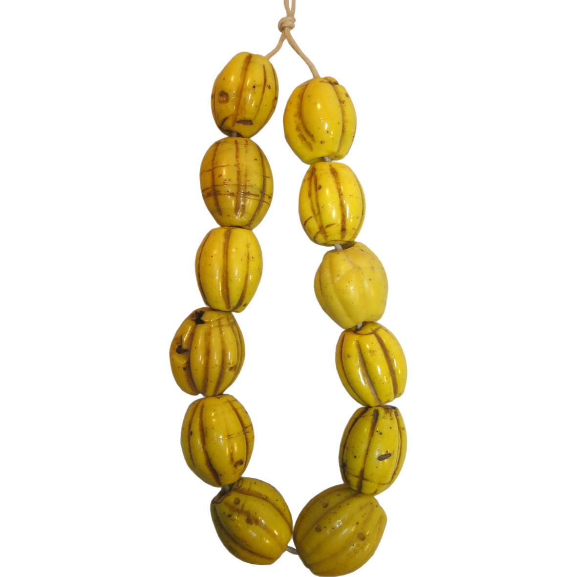 Indonesia, North Coast of Papua, Necklace from Yellow Glass Beads (reverse)
